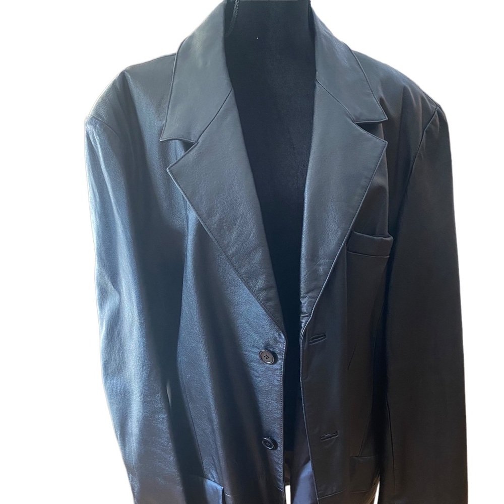 KS leather mens long coat